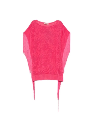 TWINSET fringe-trim mesh sweater - Pink