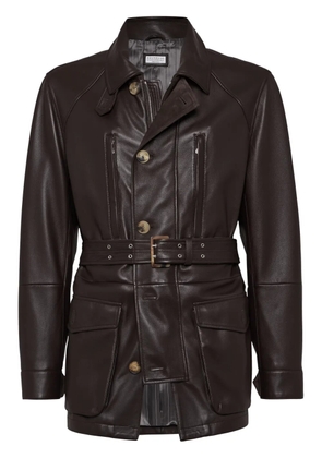Brunello Cucinelli leather parka jacket - Brown