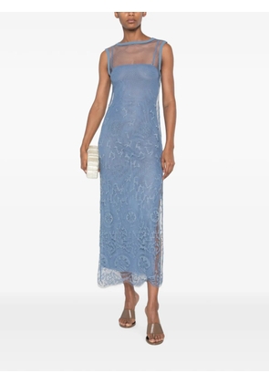 SIR. Lefi lace-overlay sleeveless maxi dress - Blue