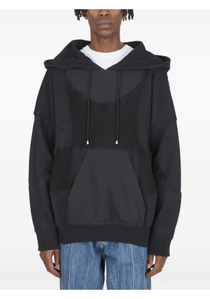 DRx FARMAxY FOR LN-CC crochet-trim patchwork hoodie - Black