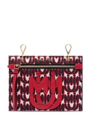 Miu Miu Pre-Owned 2010-2026 M/M Paris Emiuticon Jacquard and Goatskin pouch - Red
