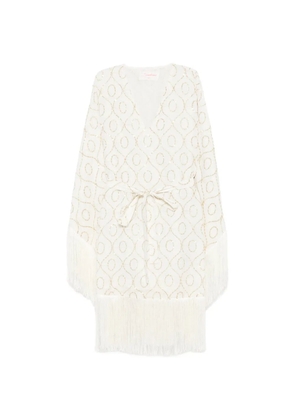 Sundress fringed-embellishment midi dress - White