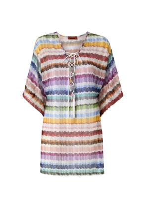 Missoni zigzag lace-up kaftan - White