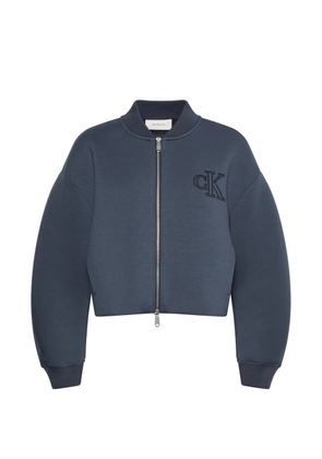 Calvin Klein logo-embroidered cropped bomber jacket - Blue