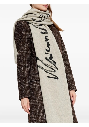 MM6 Maison Margiela logo-print knitted scarf - Grey