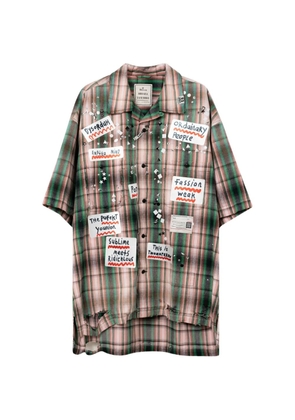 Maison MIHARA YASUHIRO check-pattern sticker-detailing shirt - Pink