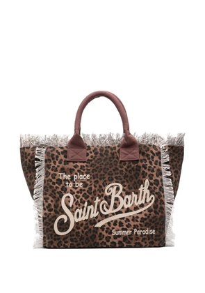 MC2 Saint Barth Vanity leopard-print frayed tote bag - Brown