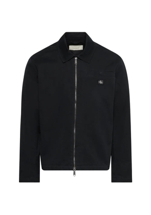 Calvin Klein logo-patch zip-up shirt jacket - Black