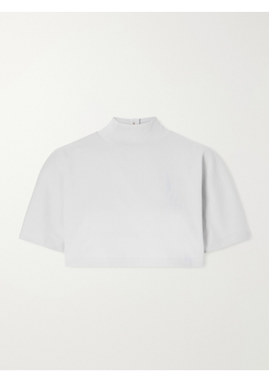 Alaïa - Cropped Cotton-jersey Turtleneck T-shirt - Gray - FR 34,FR 36,FR 38,FR 40,FR 42,FR 44