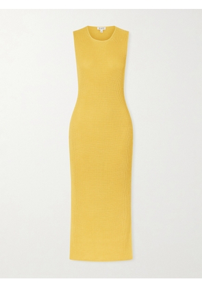 Alaïa - Waffle-knit Silk Midi Dress - Yellow - FR 34,FR 36,FR 38,FR 40,FR 42,FR 44