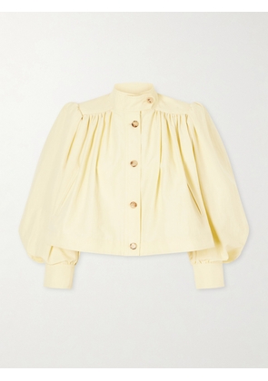 Chloé - Gathered Cotton And Linen-blend Jacket - Yellow - FR 34,FR 36,FR 38,FR 40,FR 42,FR 44,FR 46