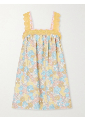 Chloé - Pleated Lace-trimmed Floral-print Cotton-terry Mini Dress - Multi - FR 34,FR 36,FR 38,FR 40,FR 42,FR 44