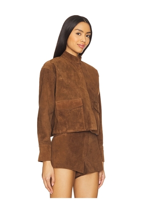 ZUT x REVOLVE Cropped Hair-on Cowhide Leather Jacket in Brown. Size M. Also in XS, L, XL.
