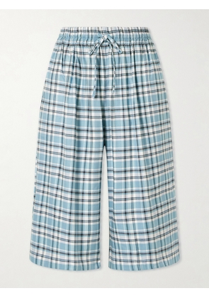 Acne Studios - Embroidered Checked Flannel Shorts - Blue - x small,small,medium,large,x large