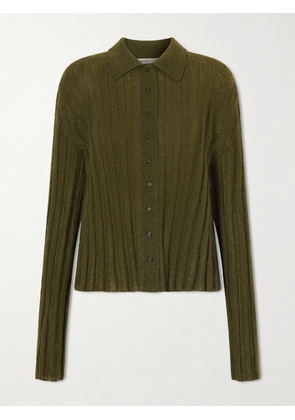 KHAITE - Meadow Ribbed Mohair And Silk-blend Cardigan - Green - x small,small,medium,large