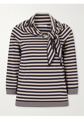 Max Mara - Tie-detailed Striped Jersey Sweater - Black - x small,small,medium,large,x large