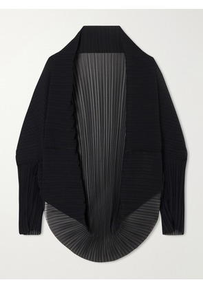 Max Mara - Mxavesuvio Pleated Organza Blouse - Black - One size