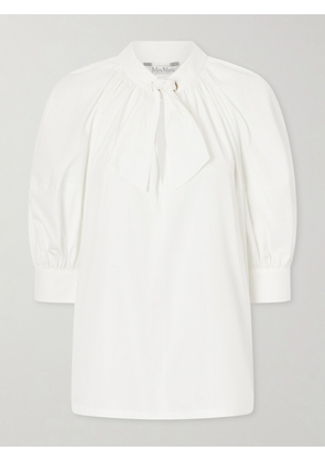 Max Mara - Scarf-detailed Cotton Shirt - White - UK 4,UK 6,UK 8,UK 10,UK 12,UK 14,UK 16,UK 18