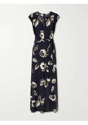 Max Mara - Tie-detailed Silk-chiffon Maxi Dress - Blue - UK 4,UK 6,UK 8,UK 10,UK 12,UK 14,UK 16,UK 18