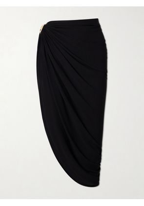 Sportmax - Embellished Draped Jersey Midi Skirt - Black - x small,small,medium,large,x large