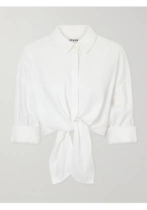STAUD - Lisa Knotted Linen Shirt - White - x small,small,medium,large,x large