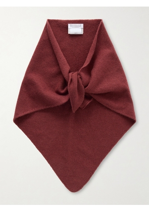 Brunello Cucinelli - Bead-embellished Cashmere Scarf - Burgundy - One size