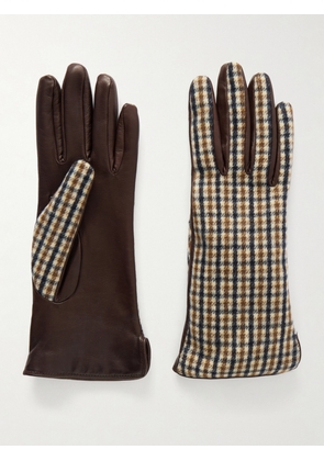 Brunello Cucinelli - Checked Wool And Leather Gloves - Brown - S,M,L