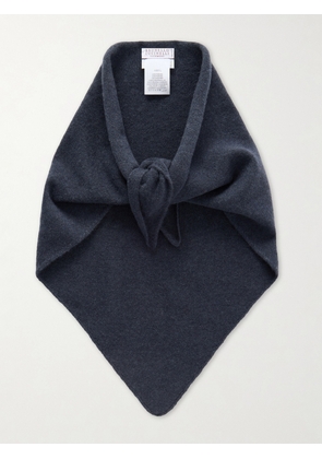 Brunello Cucinelli - Bead-embellished Cashmere Scarf - Blue - One size