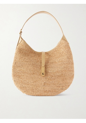 Polo Ralph Lauren - Polo Id Medium Leather-trimmed Raffia Shoulder Bag - Neutrals - One size