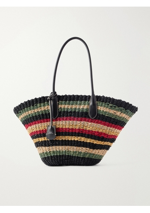 Polo Ralph Lauren - Bellport Medium Leather-trimmed Raffia Tote - Black - One size