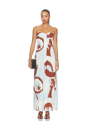 SEVEN WONDERS Rihanna Strapless Maxi Dress in Blue. Size XS. Also in S, M, L, XL.