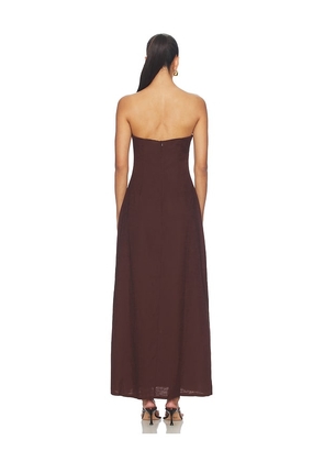 SEVEN WONDERS Martha Strapless Maxi Dress in Chocolate. Size XS. Also in S, M.