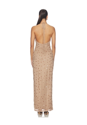 SNDYS Kimali Maxi Dress in Brown. Size XXS. Also in L, M, S, XL, XS.