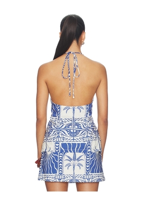 SEVEN WONDERS Joanna Open Front Halter Top in Blue. Size XS. Also in M, XL.