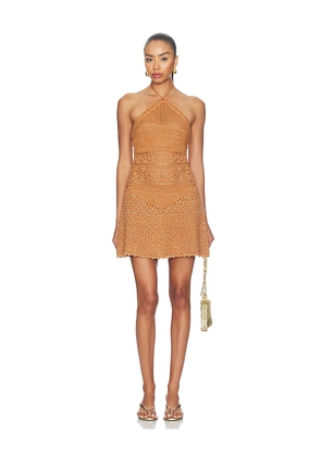 retrofete Florentina Crochet Dress in Rust. Size XXS. Also in XS, S, M, L.