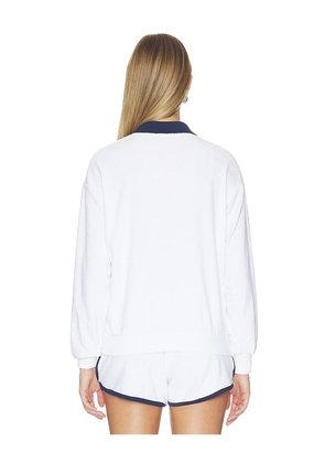 Polo Ralph Lauren Cotton Terry Long Sleeve Collared Polo in White. Size XS. Also in M, L, XL.