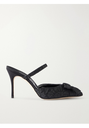 Manolo Blahnik - + Emilia Wickstead Lurum 90 Bow-embellished Jacquard Mules - Black - IT35,IT36,IT36.5,IT37,IT37.5,IT38,IT38.5,IT39,IT39.5,IT40,IT40.5,IT41,IT41.5,IT42