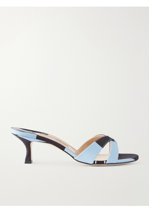 Manolo Blahnik - + Emilia Wickstead Callamu 50 Striped Grosgrain Mules - Blue - IT35,IT36,IT36.5,IT37,IT37.5,IT38,IT38.5,IT39,IT39.5,IT40,IT40.5,IT41,IT41.5,IT42