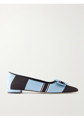Manolo Blahnik - + Emilia Wickstead Maysale Striped Grosgrain Point-toe Flats - Blue - IT35,IT36,IT36.5,IT37,IT37.5,IT38,IT38.5,IT39,IT39.5,IT40,IT40.5,IT41,IT41.5,IT42