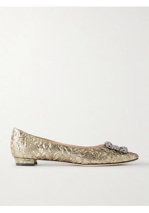 Manolo Blahnik - + Emilia Wickstead Hangisi Crystal-embellished Metallic Jacquard Ballet Flats - Gold - IT36,IT36.5,IT37,IT37.5,IT38,IT38.5,IT39,IT39.5,IT40,IT40.5,IT41,IT41.5,IT42