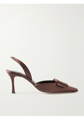 Manolo Blahnik - + Emilia Wickstead Maysli 70 Satin Slingback Pumps - Brown - IT35,IT36,IT36.5,IT37,IT37.5,IT38,IT38.5,IT39,IT39.5,IT40,IT40.5,IT41,IT41.5,IT42,IT43