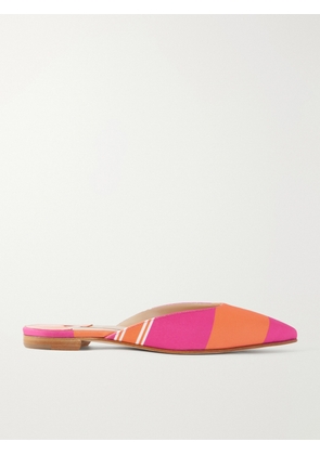 Manolo Blahnik - + Emilia Wickstead Striped Twill Mules - Pink - IT35,IT36,IT36.5,IT37,IT37.5,IT38,IT38.5,IT39,IT39.5,IT40,IT40.5,IT41,IT41.5,IT42