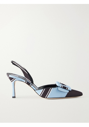 Manolo Blahnik - + Emilia Wickstead Maysli 70 Striped Grosgrain Slingback Pumps - Blue - IT35,IT36,IT36.5,IT37,IT37.5,IT38,IT38.5,IT39,IT39.5,IT40,IT40.5,IT41,IT41.5,IT42