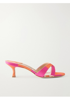 Manolo Blahnik - + Emilia Wickstead Callamu 50 Striped Grosgrain Mules - Pink - IT35,IT36,IT36.5,IT37,IT37.5,IT38,IT38.5,IT39,IT39.5,IT40,IT40.5,IT41,IT41.5,IT42,IT43