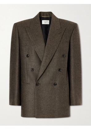 SAINT LAURENT - Double-breasted Virgin Wool Blazer - Brown - FR 34,FR 36,FR 38,FR 40