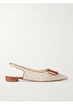 Manolo Blahnik - Maylurabi Buckle-detailed Leather-trimmed Woven Slingback Pumps - Neutrals - IT36,IT36.5,IT37,IT37.5,IT38,IT38.5,IT39,IT39.5,IT40,IT40.5,IT41,IT41.5,IT42
