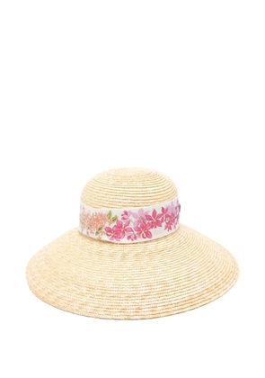 Ferragamo floral-print silk-ribbon hat - Neutrals