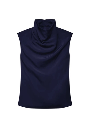 Another Tomorrow cowl-neck draped top - Blue