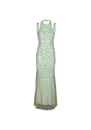 Genny sequin-embellished pearl-embroidered dress - Green