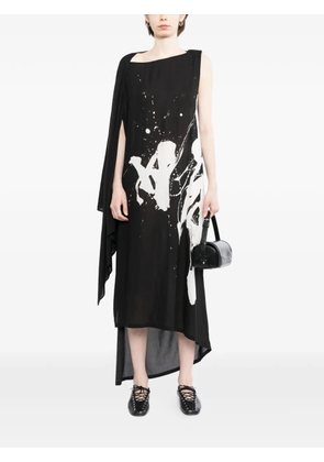 Yohji Yamamoto graphic-print asymmetric dress - Black